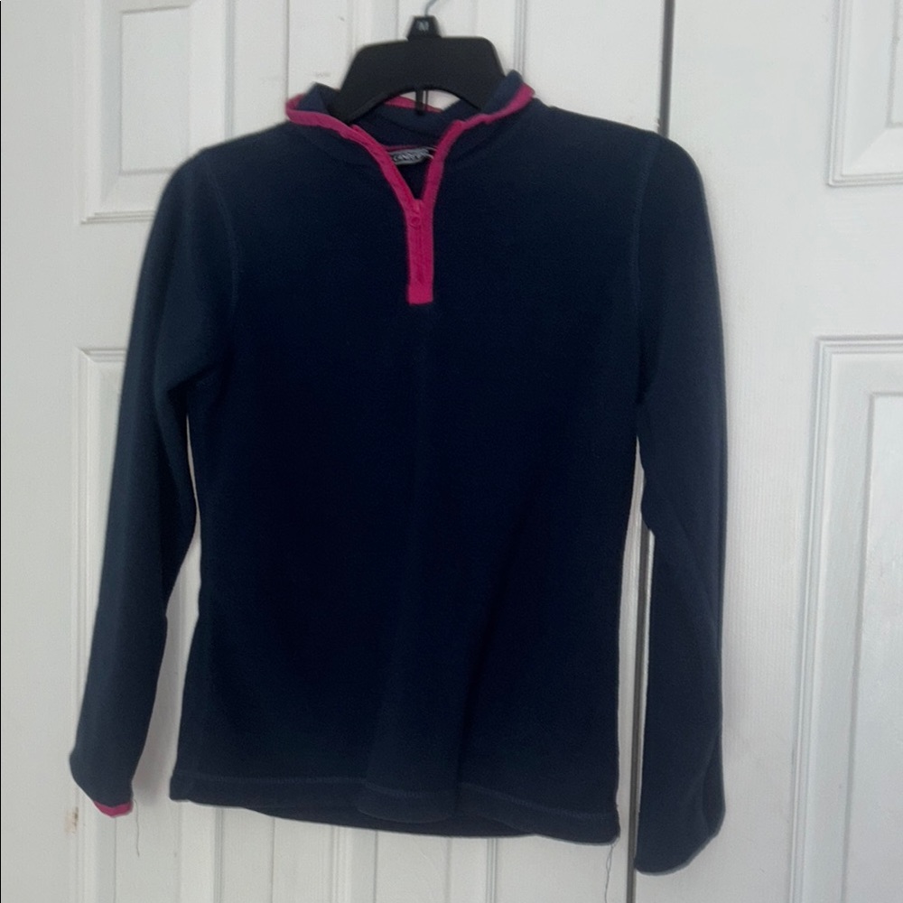 Navy Pullover with Pink Trim